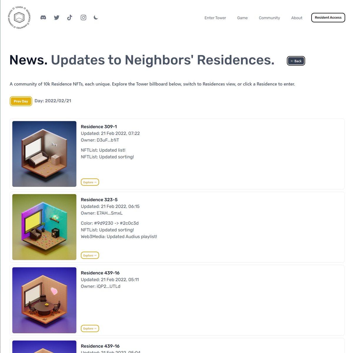 Another update today for the NFT galleries at <a href="/TowerDAO/">Tower</a> - first common space to showcase recently updated residences 👀

Stats will show top collections of Tower residents and who owns them + alpha of what's becoming popular 🤑

Check my <a href="/PlayColony/">-</a> drip 👉towerdao.com/309/1