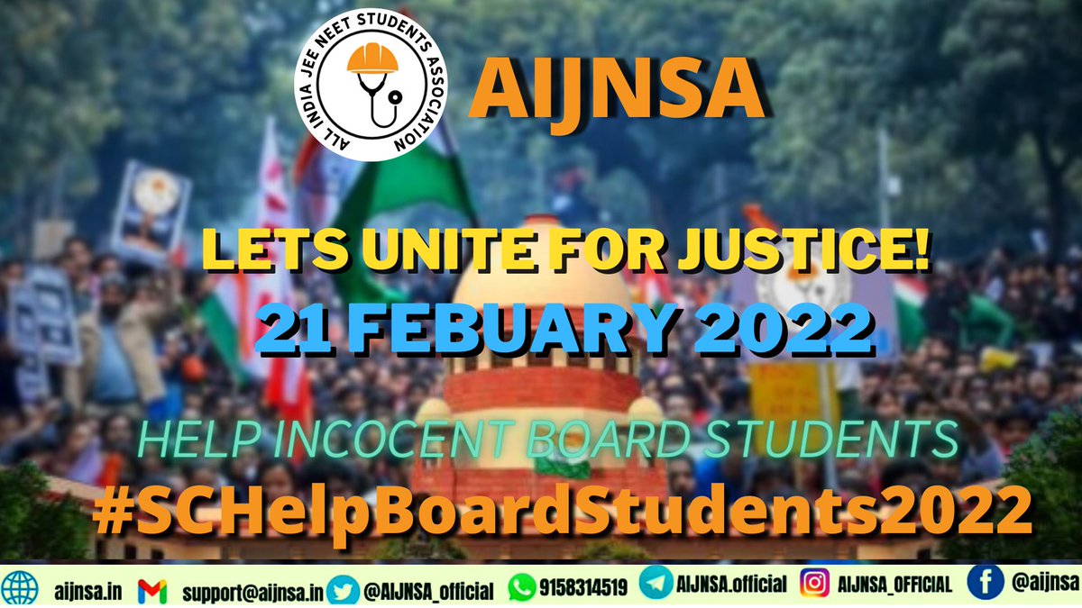 AIJNSA_official's tweet photo. Half victory completed!
We will win! Be positive!

Students let's unite today with @AIJNSA_official, from 8PM onwards
with the hastag - #SCHelpBoardStudents2022 , requesting the Honarable court to give justice to students. 

@UrHimanshuBorah
#InternalAssessmentForAll2022 https://t.co/91gfsTFABt