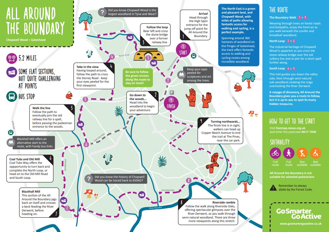 Go_smarterNE's tweet photo. Did you know that Chopwell Wood is the largest woodland in Tyne and Wear?
Come and explore its beauty for yourself on foot or by bike by following our βAll Around the Boundaryβ guide!
Download for free: https://t.co/4H6jqTMSZI
@gateshead @NGinitiative
#GoSmarterGoActive https://t.co/I1thyk0zM1