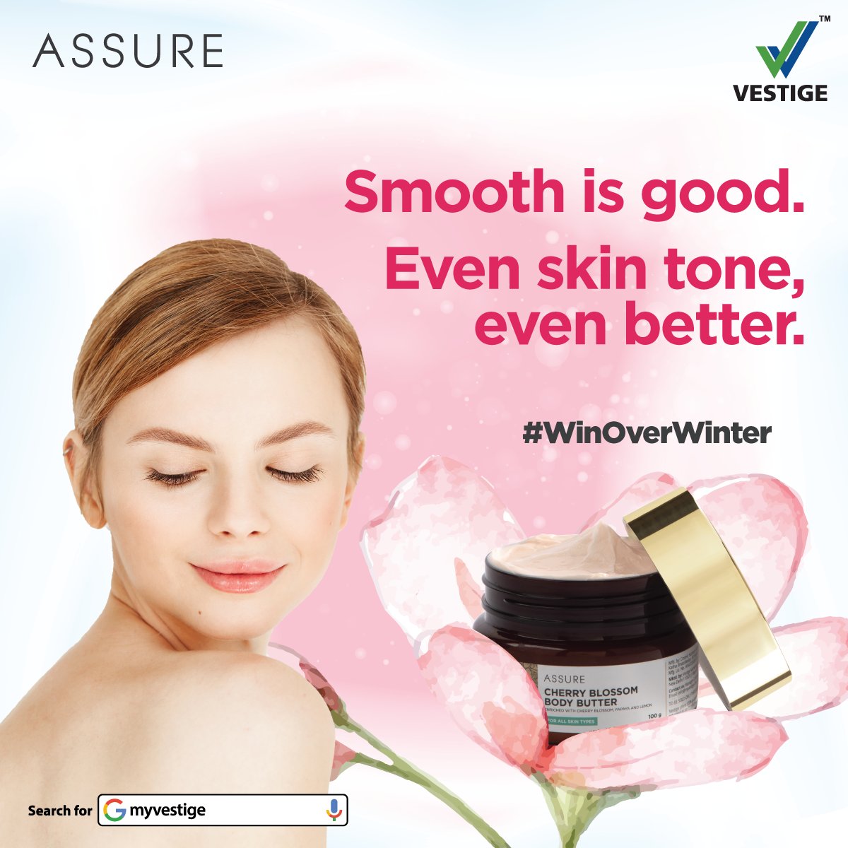 vestigemkt's tweet photo. Don't let the weather steal the smoothness of your skin✨
ASSURE Cherry Blossom Body Butter is enriched with pink cherry blossom to make your skin soft and hydrated🌸
Buy: https://t.co/at3MLyRYfR
#WinOverWinter
#WishYouWellth https://t.co/XIIQOvwdXD
