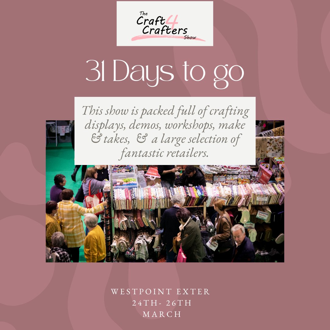 Craft4Crafters's tweet image. ⭐ 31 DAYS TO GO! ⭐

Who are bringing with you to enjoy this Crafting Extravaganza!! ❤️✨

Grab your early bird ticket here - don't forget to use the code C4CFB22 to get £2 off each ticket👇👇
craft4crafters.co.uk/devon-craft-sh…

#Craft4Crafters #Crafting #CraftShow #SouthWestCraft