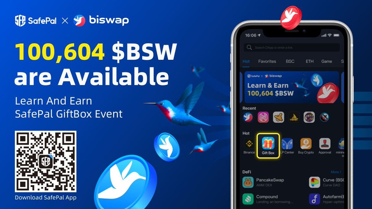 SafePal - Crypto Wallet (@isafepal) on Twitter photo The 4th <a href="/iSafePal/">SafePal - Crypto Wallet</a>🎁Giftbox of 2022
Learn & Earn Event📚
Introducing <a href="/Biswap_Dex/">Biswap</a> a new <a href="/iSafePal/">SafePal - Crypto Wallet</a> partner🥳
🔽More info on <a href="/iSafePal/">SafePal - Crypto Wallet</a> Giftbox blog.safepal.io/introducing-sa……
📱Download <a href="/iSafePal/">SafePal - Crypto Wallet</a> App Today
safepal.io/download The 4th <a href="/iSafePal/">SafePal - Crypto Wallet</a>🎁Giftbox of 2022
Learn & Earn Event📚
Introducing <a href="/Biswap_Dex/">Biswap</a> a new <a href="/iSafePal/">SafePal - Crypto Wallet</a> partner🥳
🔽More info on <a href="/iSafePal/">SafePal - Crypto Wallet</a> Giftbox blog.safepal.io/introducing-sa……
📱Download <a href="/iSafePal/">SafePal - Crypto Wallet</a> App Today
safepal.io/download