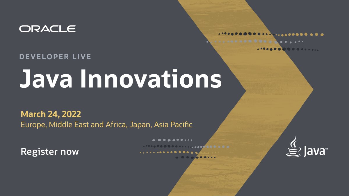 java's tweet photo. Experts will be on hand to for interactive sessions and hands-on labs at our next #OracleDevLive virtual event on March 24. Register today so you don’t miss out! https://t.co/fsq7pEqvFo https://t.co/0cr9CmEASd