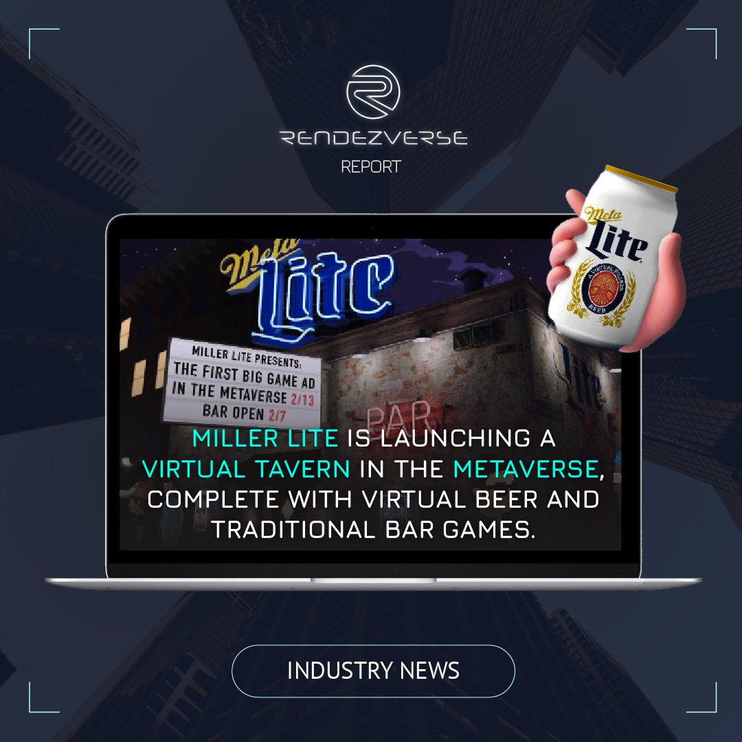 rendezverseai's tweet photo. Miller Lite consumers will be able to belly up to the bar without leaving their homes ๐ค
Read More : https://t.co/Dzyuo6ih3Y
#rendezverse #rendezreport #metaversenews #metaverseupdates https://t.co/1dY2Jah5Lt