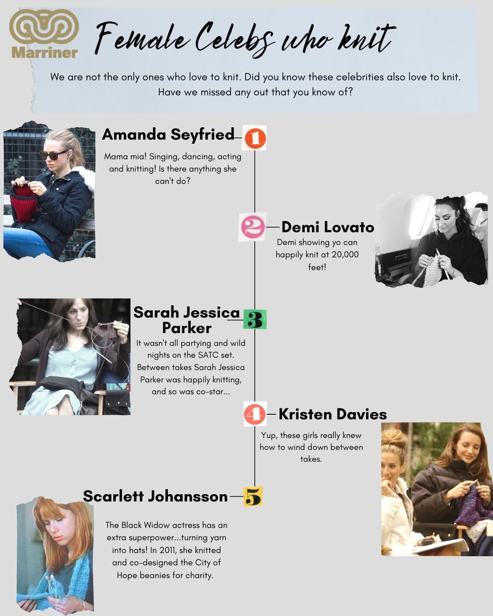 MarrinerYarns's tweet photo. Last week we posted about some fab men who knit and this week we have some famous female knitters. What other celebs do you know who is a knitter? #celebswhoknit #knittingiscool #knittingtwitter #knitters https://t.co/L6KuSCbE2Y