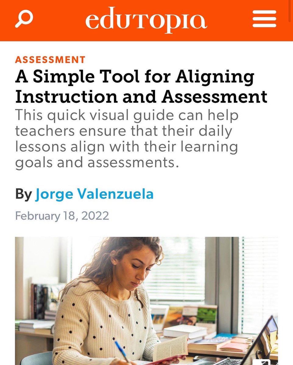 JorgeDoesPBL's tweet photo. [READ] A Simple Tool for Aligning Instruction and Assessment via @Edutopia 🧡🧡

Access article here: https://t.co/AZ7DzP0RlR

#JorgeDoesPBL #education #blogger #curriculum #assessment https://t.co/yxbe0DwkOW