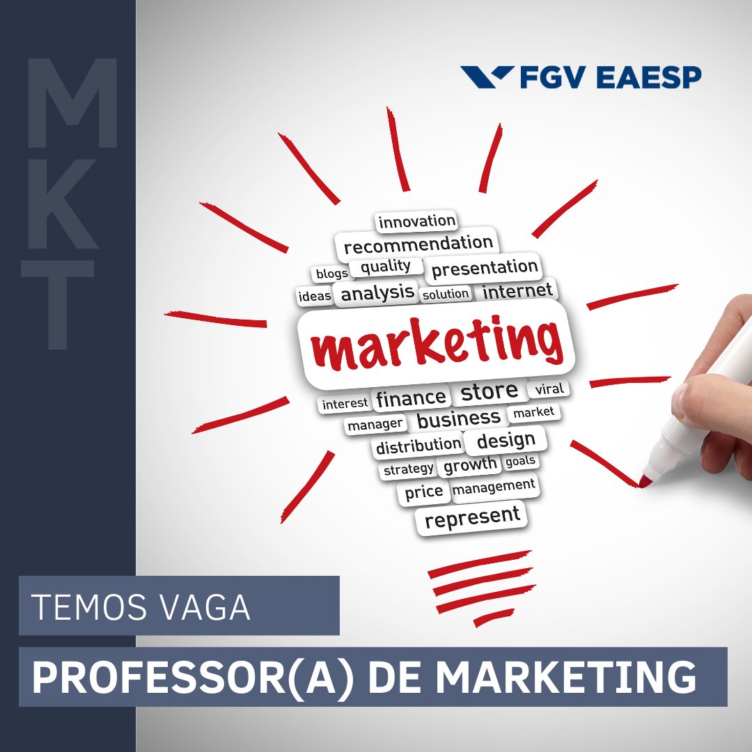 FGV_EAESP's tweet photo. Oportunidade: Vaga de Professor(a) de Marketing
Para mais informações e inscrição, acesse o edital em:
👉 https://t.co/OUDqWQu1CP
#temosvaga #vagadeprofessor #mkt #marketing #FGVEAESP #EAESP #FGV https://t.co/KsneNjSLND