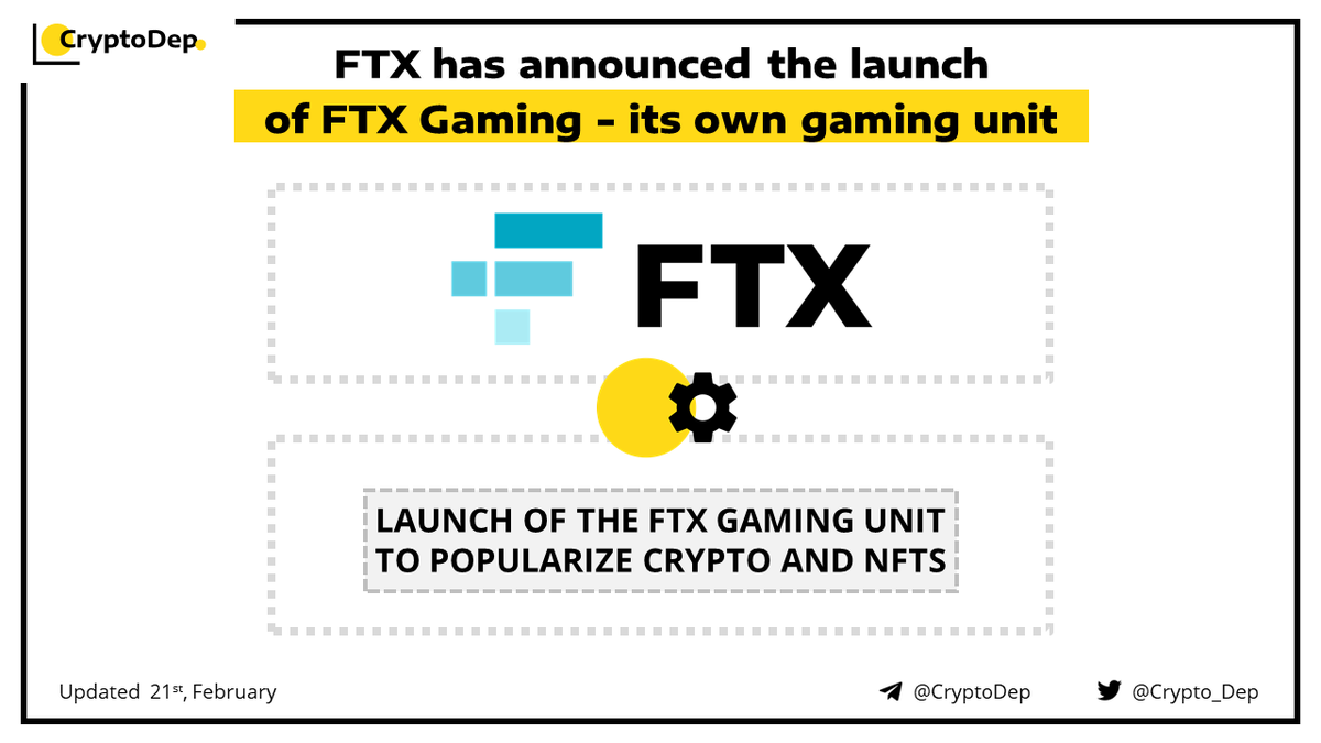Crypto_Dep's tweet photo. ⚡️ @FTX_Official has announced the launch of #FTXGaming - its own gaming unit

#FTX to launch FTX Gaming, to encourage more game publishers to embrace #cryptocurrencies, #blockchain networks and #NFTs. 

👉https://t.co/ZzhqxYKNRn https://t.co/XdRrvsROoS