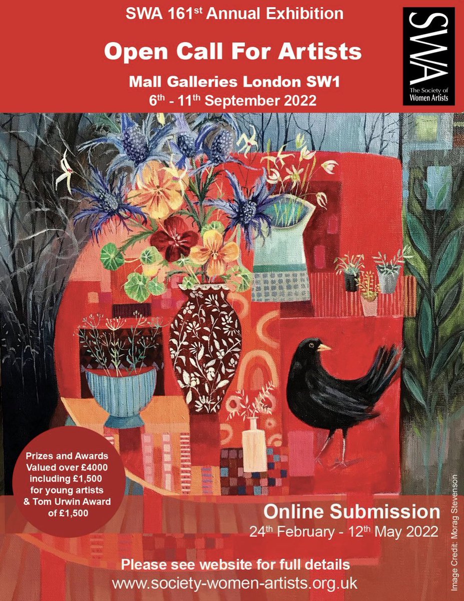 Open Call for Artists SWA 161th Annual Exhibition at the Mall Galleries, London #SWA_Exhibition2022
<a href="/SWAinfo/">SWA</a> 
<a href="/mallgalleries/">mallgalleries</a>