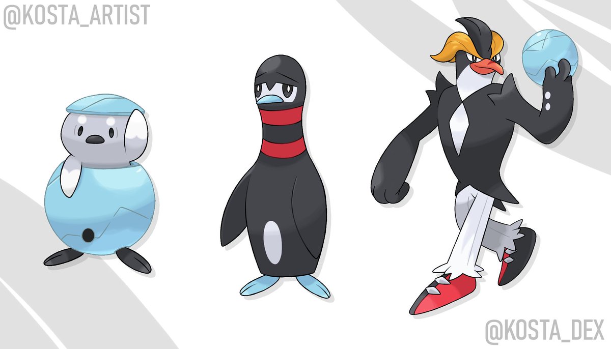 kosta_artist's tweet photo. Ice bowling penguins
Commission for @JjWolfbrother
---
#pokémon #fakemon #PokemonLegendsArceus #nintendo #gen9 #ice #penguim #bowling #commission https://t.co/s8qdDkxa23