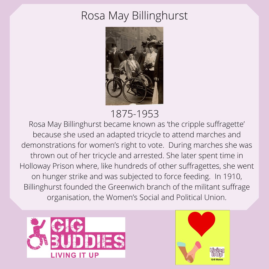 gigbuddiesbedf1's tweet photo. Have you ever heard of Rosa May Billinghurst?
#womenshistorymonth
#womenwithdisabilitieshistory https://t.co/PdGeVrQlnM