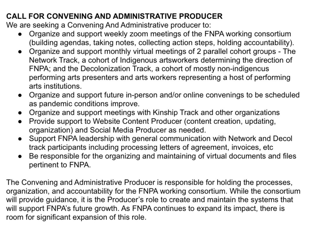 FNPArts's tweet photo. We’re seeking a Convening &amp; Administrative Producer - more info at the link in our bio! please share 🤎🌞 https://t.co/WmX8MpgSL3