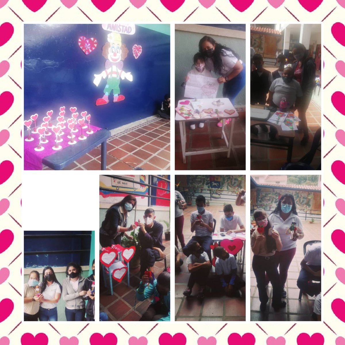 Celebración del día del amor y la amistad,entrega de recuerdo realizado por docentes y escolares.