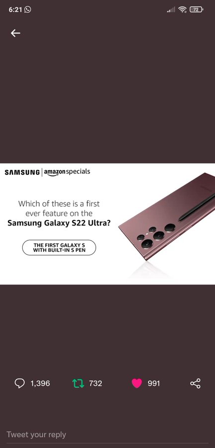 UpdateDisaster's tweet photo. Phone of the year ❤️
@amazonIN
#SamsungGalaxyS22UltraOnAmazon https://t.co/THwSqiKGaR