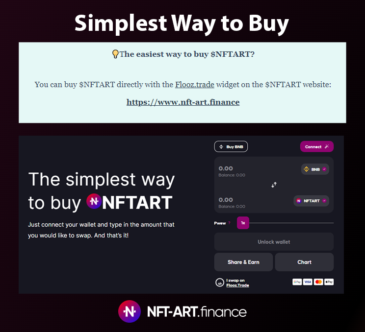 Why we love enter #29!

Simplest way to buy!
Just connect your wallet and type in the amount that you would like to swap. And that’s it!

Buy $NFTART here: nft-art.finance

<a href="/EnterNFT/">enter - NFT ecosystem ✨</a> 
$NFTART #EnterArmy #ENTERART #enterAUDIO #enterGAMES #enterNFT #NFTART #EnterShillGang