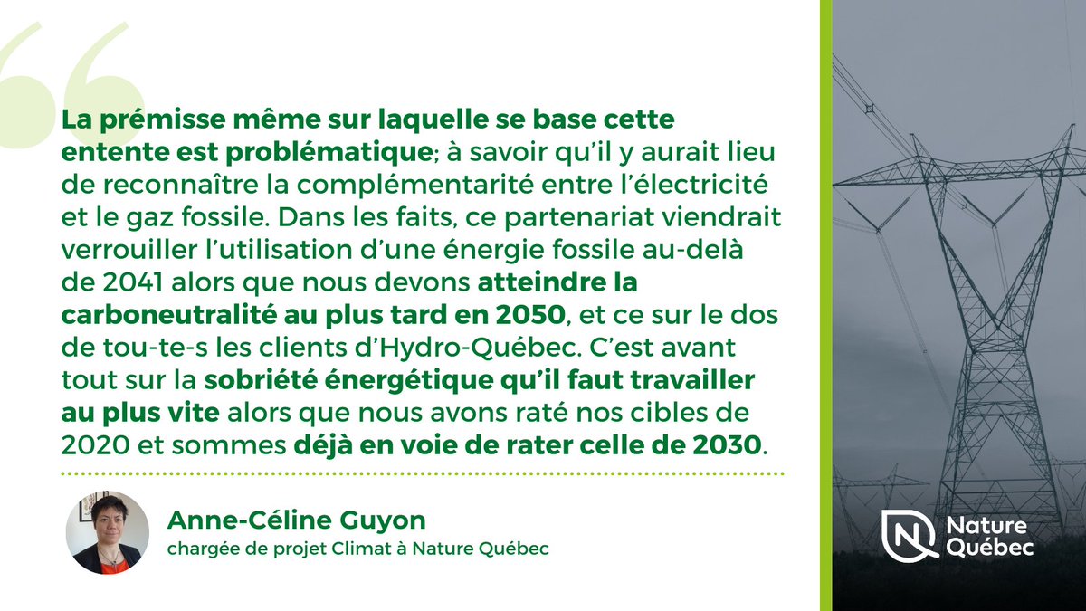 NatureQuebec's tweet photo. COMMUNIQUÉ 📣 Régie de l'énergie : projet de partenariat entre Énergir et Hydro-Québec. Voici la réaction de notre chargée de projet climat @acguyon
https://t.co/uY3hXLBeJZ
#TransitionEnergitique #énergie #polqc @JJulienCAQ https://t.co/fpKVqLdUOY