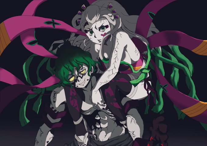 LABYRINTH1986さんがTwitterに投稿した堕姫(鬼滅の刃)のイラスト。