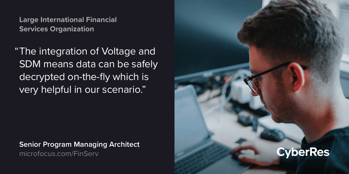 ayanknowsit's tweet photo. On-the-fly decryption with @MicroFocusSec Voltage and SDM eases data­-driven decision making at European bank. #CustomerSuccess #CyberResilience #MyCompany https://t.co/8CaIxJOJxD https://t.co/1SvI0n56m8