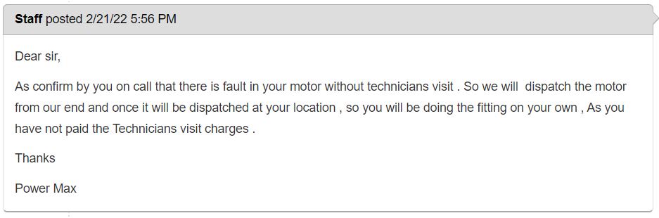 vs_acharya's tweet photo. @Powermax_India 
Hi, Your CC team says, unless I pay visiting charges ₹1500, faulty motor (under warranty) will not replaced by technician?
Just unscrewing the cover, revealed burnt motor windings strewn inside (pics shared to team). Please confirm.
Ticket # V966158 https://t.co/0V1iOzDXsY