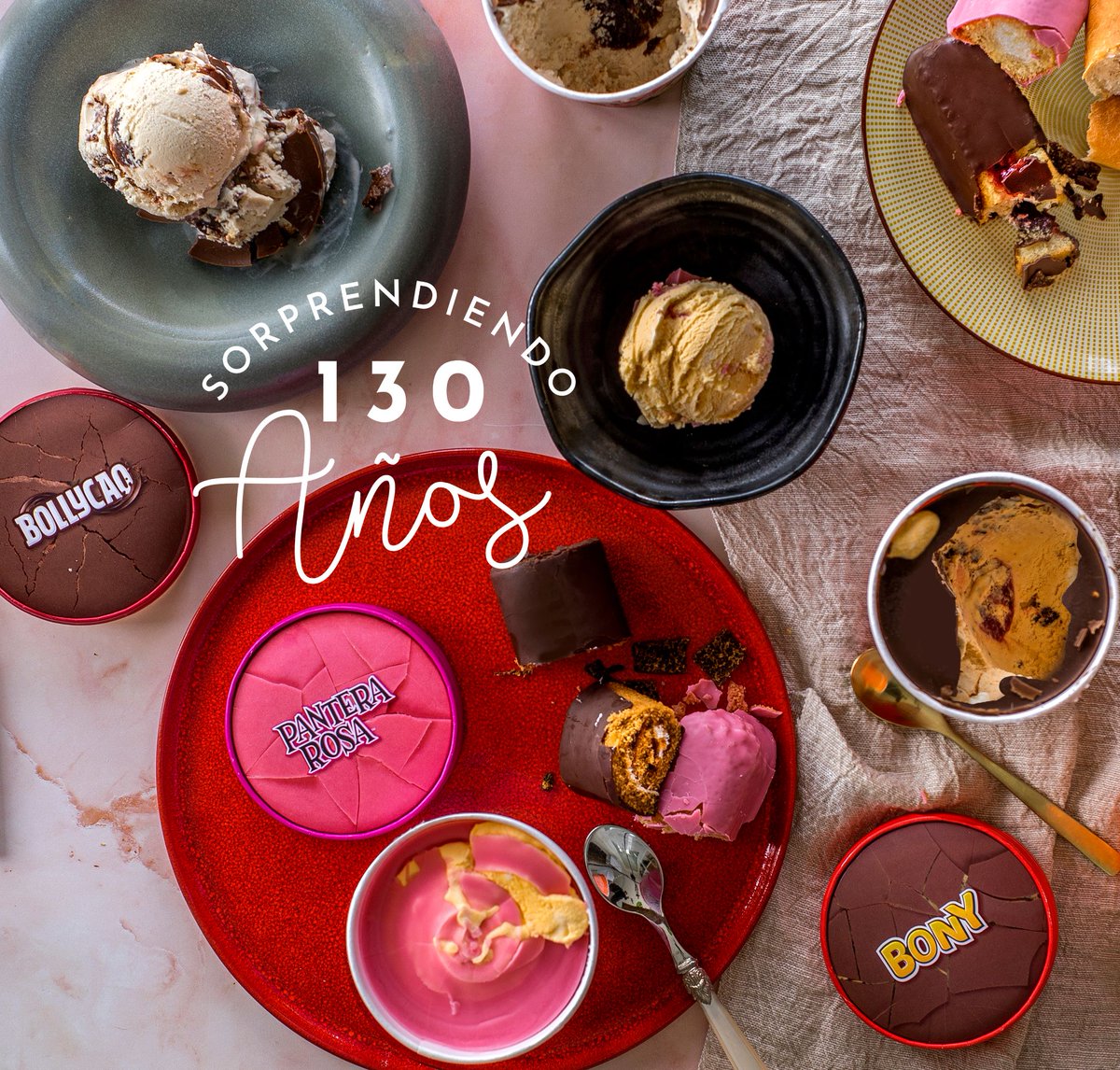 Los helados Pantera Rosa, Bollycao, Bony y Tigretón han sido nuestra última gran innovación. Una réplica casi exacta del sabor, aromas, textura e incluso estructura de estos emblemáticos pastelitos, que permite disfrutar de sabrosos helados y de una divertida experiencia.