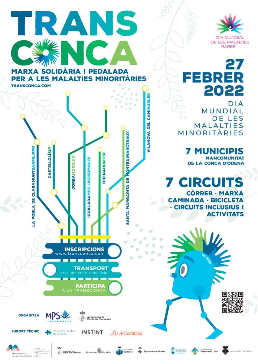 micod_cat's tweet photo. Aquest diumenge, vine a la #Transconca2022, una marxa i pedalada solidàries a favor de les #malaltiesminoritàries.
🗓Diu. 27 febrer
Sortides: Igualada, Jorba, Vilanova, Montbui, Òdena i Castellolí. Arribada a la Pobla de Claramunt.
Horaris i inscripcions🔗https://t.co/F6LG4EB13s https://t.co/LKN03Y4l7B