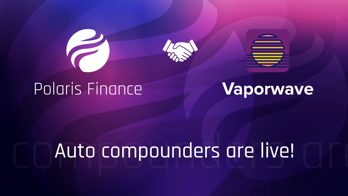 PolarisFinance_'s tweet image. AUTO COMPOUNDERS ARE LIVE!

You can autocompound your LP&apos;s via Vaporwave.

You are legends @vwavefinance! We are grateful to have a partnership with such a great team!

@trisolarislabs @NEARProtocol @awesome_near @auroraisnear #polarisfinance $SPOLAR $NEAR