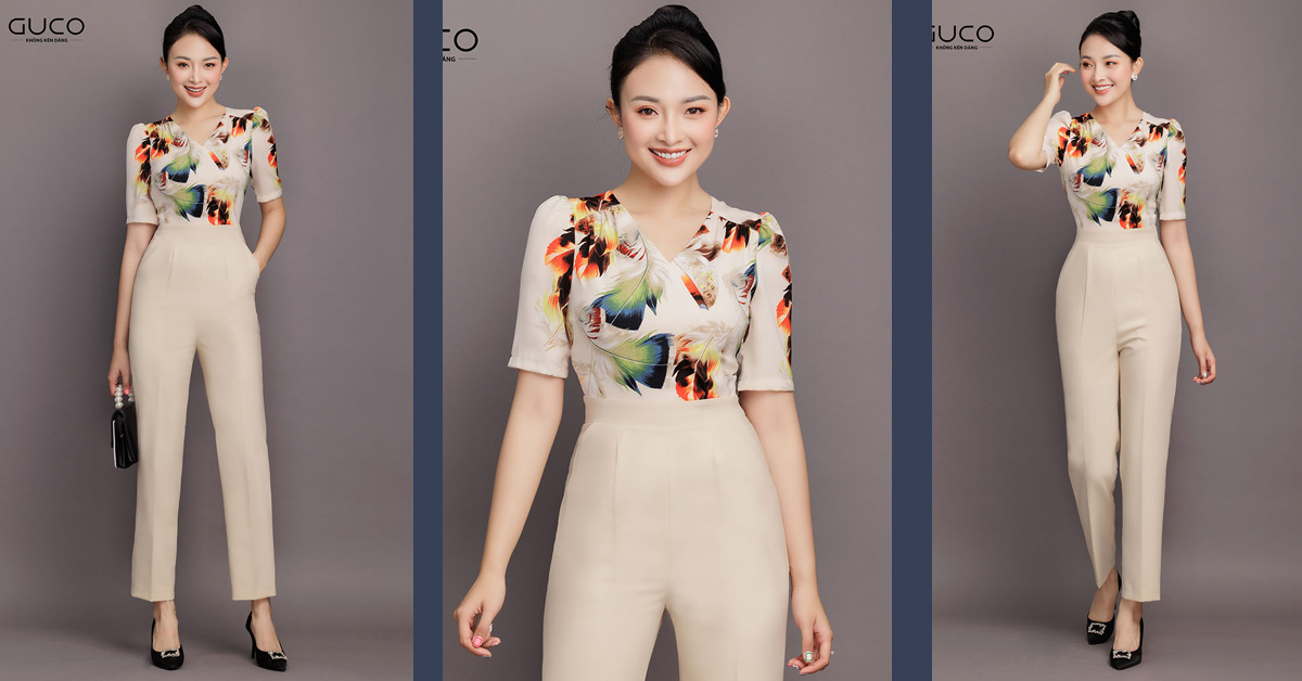 GucoVn's tweet photo. Jumpsuit ống đứng MS3402 áo hoa sang trọng. Chất liệu là cotton lạnh - áo lụa mango có lót: https://t.co/ZOfP4LOdBK https://t.co/jXXfPfMYmc