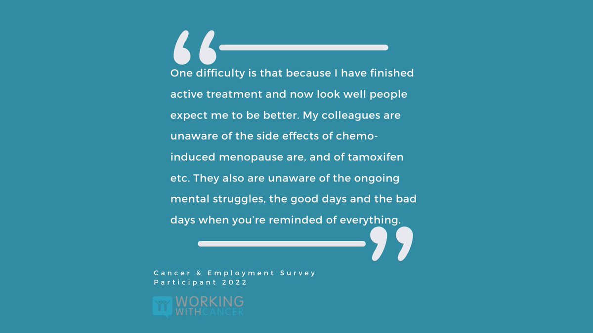 WorkWithCancer's tweet photo. "You don't look ill' is said far too often to people living with cancer.

It gets in the way of getting the acknowledgement &amp; support for the side or long term affects of treatment that aren't always physical.

#WorkWithCancer #EmployeeWellbeing
https://t.co/22sSsvTz1X https://t.co/6UGsAD721p