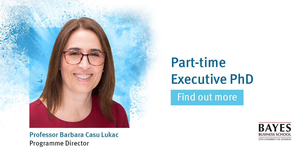 BayesBSchool's tweet photo. Create business critical research in management, actuarial science, finance or more alongside your career on our part-time #ExecutivePhD. Register for our webinar on Weds 9th March, 14:00 - 15:00 (GMT) to find out more: https://t.co/OKK63kdYF5 #PhD https://t.co/e4Dkr9UrnM