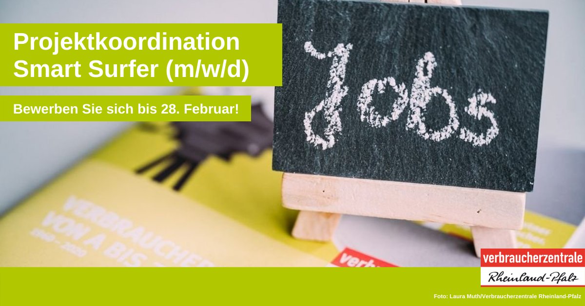 VZRLP's tweet photo. Lust auf einen #Job bei der #Verbraucherzentrale? Interesse an digitalen Themen und Vermittlung von #Medienkompetenz? Für unser erfolgreiches Projekt #SmartSurfer suchen wir zum 1. Mai eine Projektkoordination (m/w/d) (50%-Stelle): https://t.co/F8kYNr0fBu #Stellenangebot #Jobs https://t.co/nzVWCQ6DUy