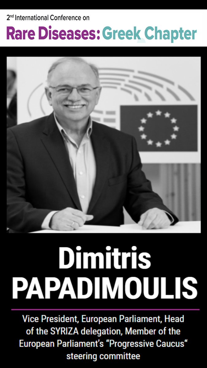 95Rare's tweet photo. We are deeply honoured to inform that @papadimoulis, Vice President, @Europarl_EN, will give an opening speech at the 2nd International Conference on #RareDiseases: Greek Chapter.

👉 REGISTER NOW: https://t.co/azZMDWPCiu

📅 1-2 March

#RareDiseaseDay #rarediseasesconference22 https://t.co/tcV1QUpf1y