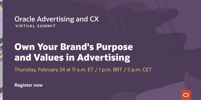 twmando's tweet photo. Today customers rely on digital channels, and exceptional digital-first experiences have become a key differentiator. Join @OracleDataCloud at #OracleCXSummit to learn how to enhance #CX by delivering #ads that display your brand's purpose and value. https://t.co/ekL7VRpQyr https://t.co/M6JLTwZRmS