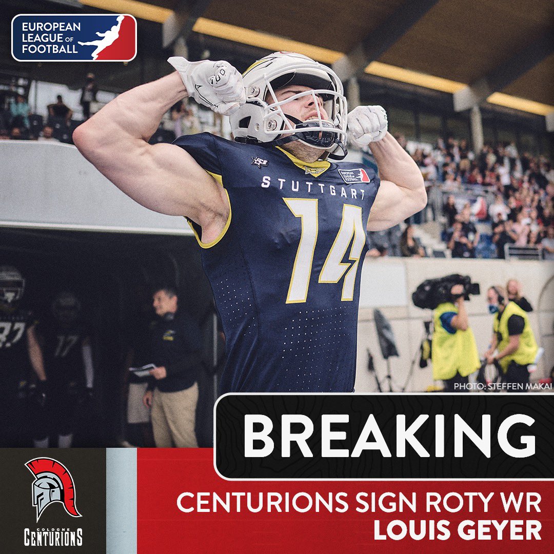 WOW! ⚔️ The <a href="/CenturionsCGN/">Cologne Centurions</a> sign last Seasons Rookie of the Year <a href="/LouisGeyer1/">Louis Geyer</a>. 

The Cologne team strengthens their WR core with a standout talent! More information about the signing europeanleague.football/elf-news/break… 📲
