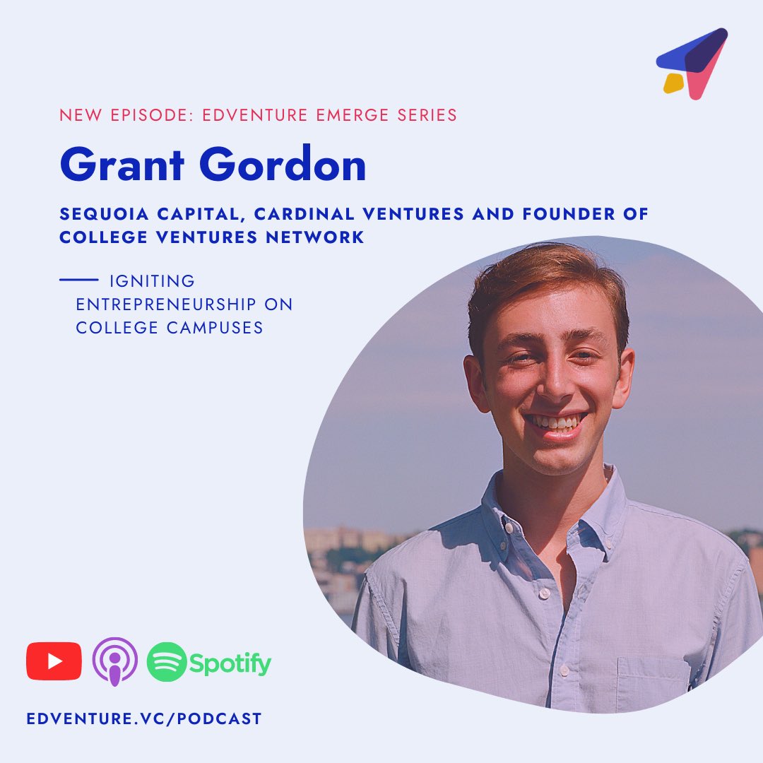 edventurevc's tweet photo. 🚨New #EdventureEmerge episode with @Grant__Gordon on igniting entrepreneurship on college campuses &amp; opportunities for student founders! 

Tune in on
👉 YouTube: https://t.co/ZzEqs4ZwZp 
👉 Podcast: https://t.co/cYbi2lyTek

#college | #university | #founders | #entrepreneurship https://t.co/Klose2nV0q