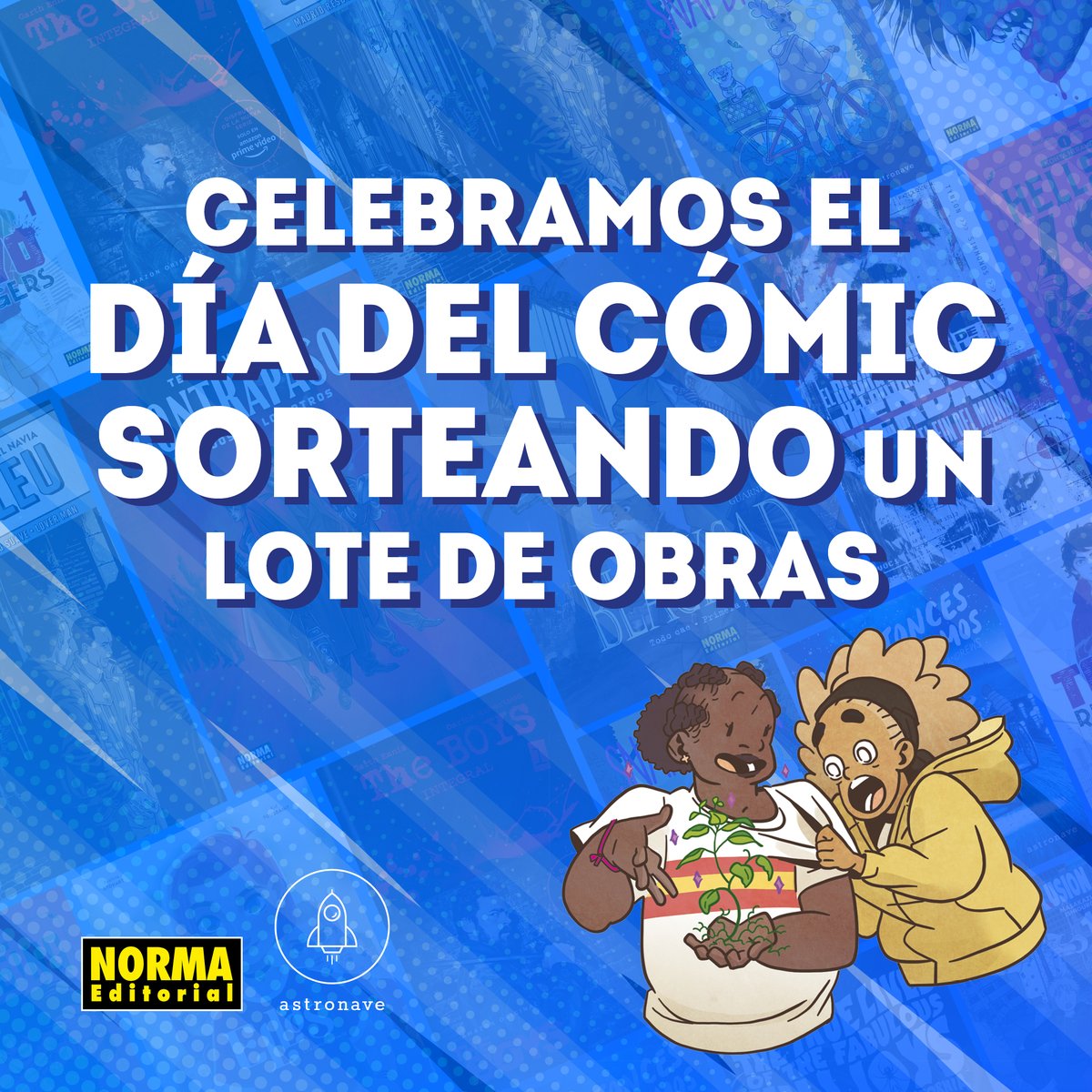 NormaEditorial's tweet photo. El 5 de marzo es el #DíaDelCómic y lo celebramos con Astronave. Sorteamos un lote de 12 cómics que incluye: BLACKSAD 6, THE BOYS 1, TOKYO REVENGERS 1 Y MUCHO MÁS.

Para participar:

✔️ Sigue a @NormaEditorial y @EdAstronave
🔄 Haz "RT"
📣 Menciona a un amigo

Finaliza el 06/03. https://t.co/tGWN2WOmrn