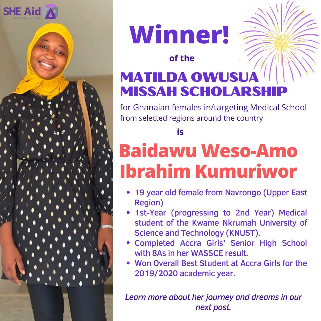 she_aid's tweet photo. Read about the first winner of our medical school scholarship here! 

"The value of education is something I have understood since a very young age. Neither of my parents had an opportunity to attend college due to their ..." Read more here: https://t.co/6D4SY3K0pt https://t.co/ftsx3pOIUZ