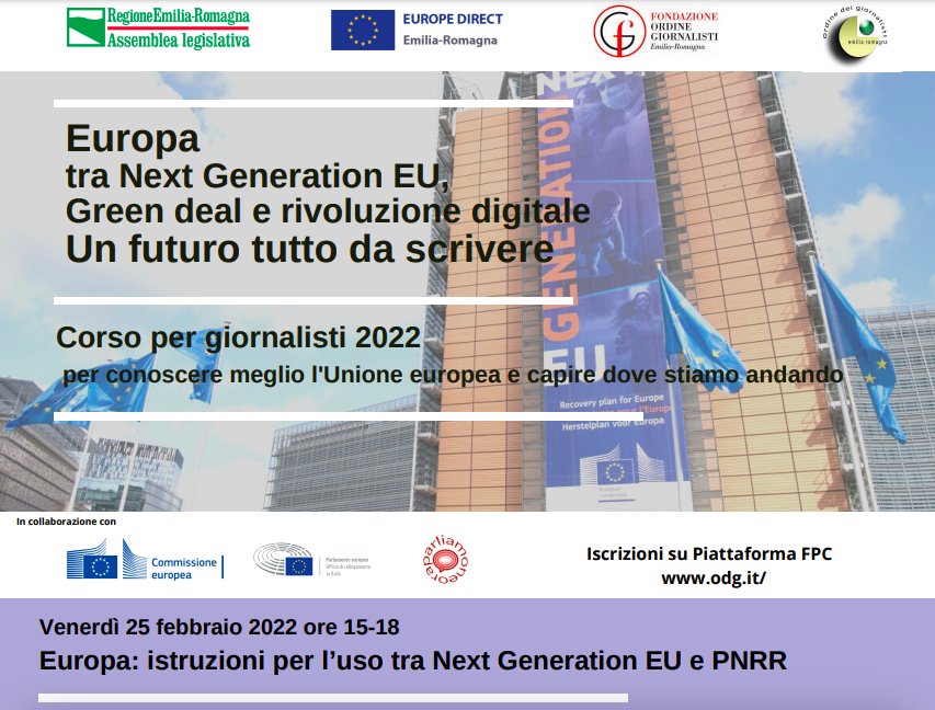 🇪🇺✨Europa: tra Next Generation EU, Green deal e rivoluzione digitale. Un futuro tutto da scrivere

🗓️Venerdì 25.02
⏰H: 15-18

📰Corso per giornalisti organizzato da: <a href="/PE_Italia/">PE Italia</a> <a href="/europainitalia/">UE in Italia</a> <a href="/europedirectER/">Europe Direct Emilia-Romagna</a> 

🗣️Interviene:<a href="/CorazzaEP/">Carlo Corazza</a> 

👉Per iscriversi: odg.it
