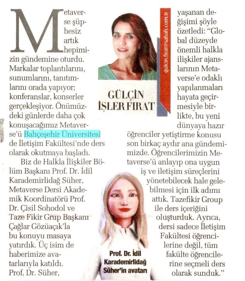 Bahar dönemi fakültemizde taze fikirler 🌱 ve en güncel konularla başlıyor. Eğlenceden eğitime, finanstan sanata, ama en çok da teknolojiden iletişime uzanan yeni köprüler yaratacak metaverse, Bahçeşehir'de Tazefikir Group iş birliğiyle mercek altında! #metaverse