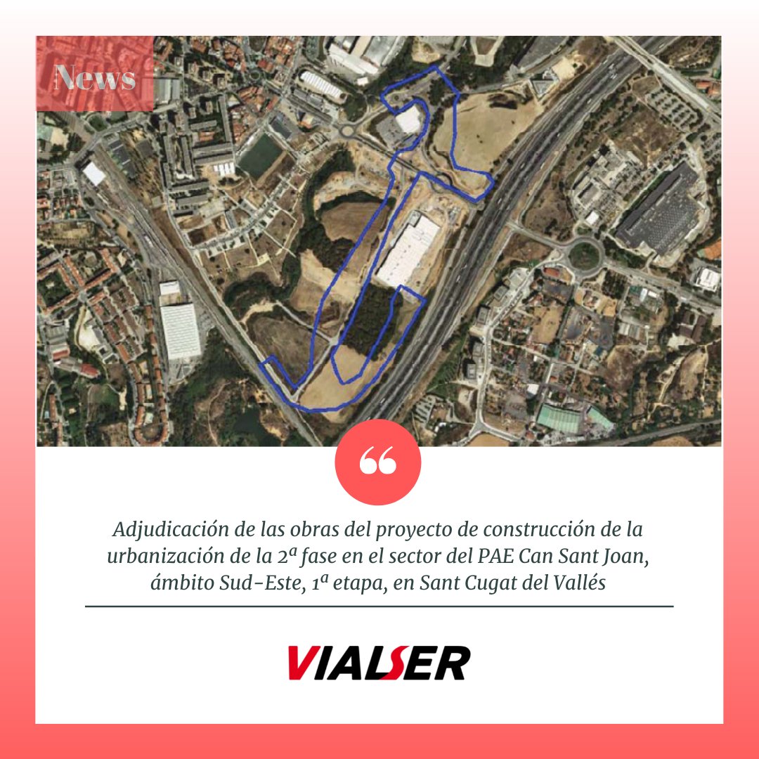 𝗩𝗜𝗔𝗟𝗦𝗘𝗥 ha sido adjudicataria para el proyecto de las obras de construcción de la urbanización de la 2º fase en el sector del PAE Can Sant Joan, ámbito sud-este, 1º etapa, en Sant Cugat del Vallés.

#Vialser #Constructora #Construcción #Obracivil