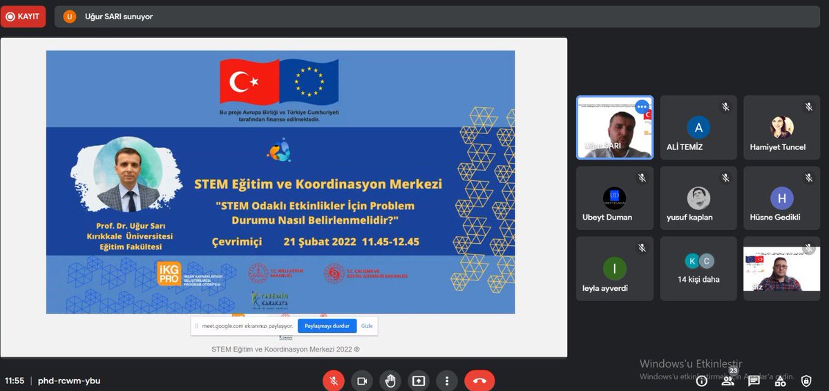 “STEM Odaklı Etkinlikler İçin Problem Durumu Nasıl Belirlenmelidir?” başlıklı sunum için Prof. Dr. Uğur Sarı hocamıza teşekkür ederiz.