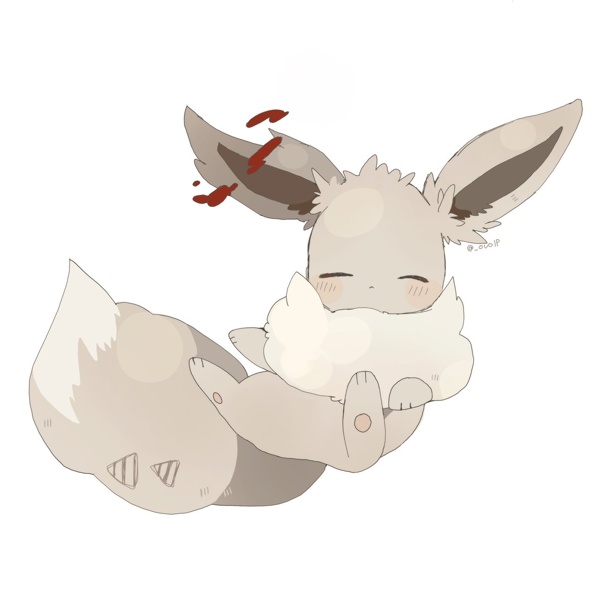 eevee no humans pokemon (creature) closed eyes white background simple background solo blush  illustration images