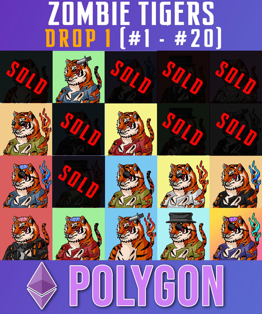 bluemoonNFTs's tweet photo. ❤️ Zombie Tigers 8/20 sold!

👇 Collection link 👇
https://t.co/ZbuBgmhsfq…

🔥 Follow @ZombieTigersNFT 
💰 Starting from 0.003 ETH
🚀 No gas fees

#zombietigers #nftdrop #nftcollection #opensea #openseanft #nfts #nft #nftcollector #NFTCommunity https://t.co/KTh5bpoMil