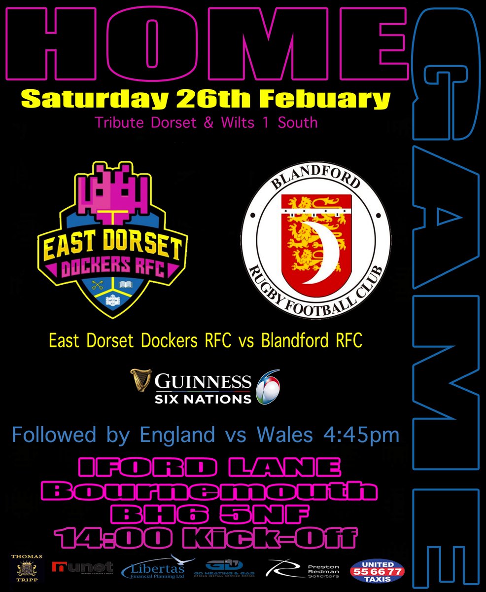 East Dorset Dockers Rugby Club (@eddrfc4) on Twitter photo We welcome High-Flying <a href="/blandfordrfc/">Blandford Rugby</a> to Iford lane this weekend!
2pm kick-off - followed by 6 nations at 16:45 We welcome High-Flying <a href="/blandfordrfc/">Blandford Rugby</a> to Iford lane this weekend!
2pm kick-off - followed by 6 nations at 16:45