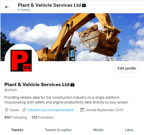Please follow our newly updated twitter account attached below.😀

<a href="/y4pvs/">Plant & Vehicle Services Ltd</a>