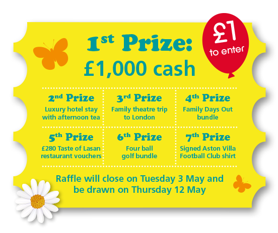 Bham_Childrens's tweet photo. Our #BigSpringRaffle is back and we’ve got an awesome main prize up for grabs – £1,000 cash! Every £1 ticket you buy will make a big difference to the 90,000 sick kids treated at our hospital each year. Check out all the prizes on offer and buy now! https://t.co/O9et2wmbuv https://t.co/ALSyPNdYPM
