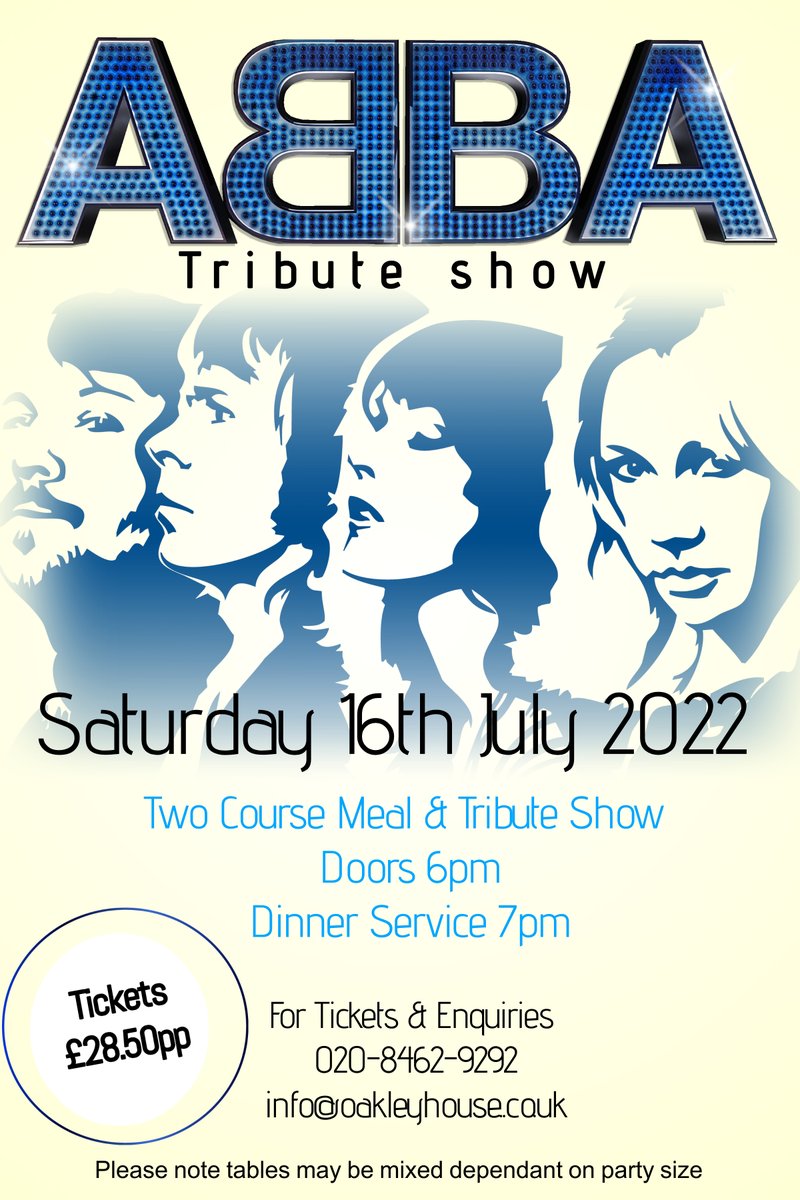 **ABBA Tribute Show With 2 Course Meal Only £28.50**
Book Your Tickets Now eventbrite.co.uk/e/abba-tribute…

#bromley #kent #london #beckenham #orpinfton #bromleygossip #orpingtongossip #southeastlondon #bromleycommon #events #abba #abbatribute #tributeshow #tributes #dinner #show