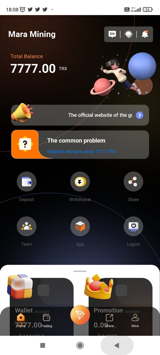 SautMario's tweet photo. @Tronmining Done.. 
Sent me some.. 
TNvFQBZ77GPbVYRD1WSSXzLCTvr27MTmi4 https://t.co/ifl56agheC