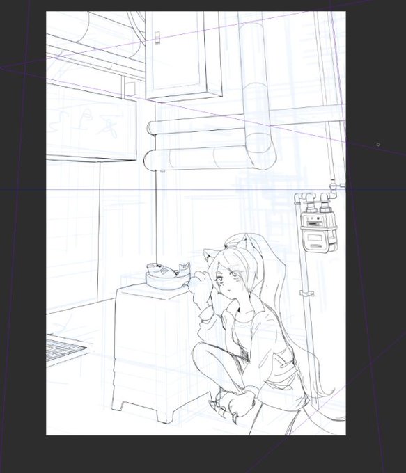 Wip
明日の22時くらいに完成させたい
背景無理だったらサキちゃんだけでも完成させたい 