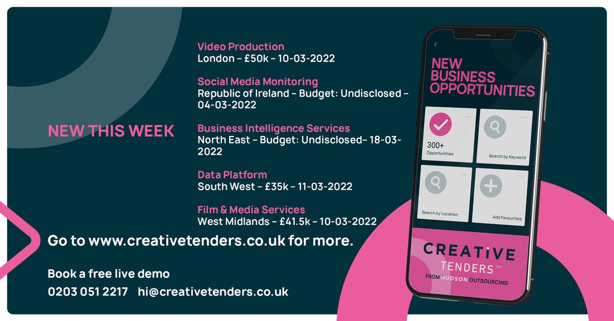 Creative_Tender's tweet photo. Are you looking for creative contracts?

These are just 5 examples of the tenders we have uploaded to Creative Tenders this week.

Book a free, live demo to see how Creative Tenders could work for your business: https://t.co/kkhNzSWMu7 https://t.co/oNgv43YwB2