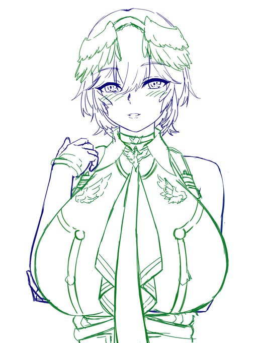 ホロライブより、ルイ姉ラフ。
肩まで見えている短いシャツのイラストにしようと思っています。
#holoX 
#Luillust 